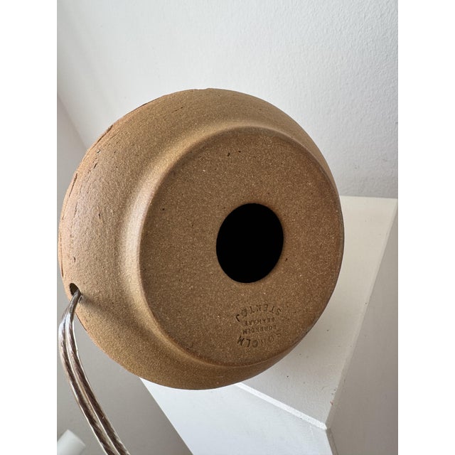 Vintage Stoneware Table Lamp with Original Vintage Straw Shade from Søholm, 1970s For Sale - Image 6 of 8