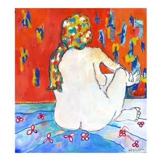 "French Model" Contemporary Figurative Nude Ink and Gouache Painting by Martha Holden For Sale