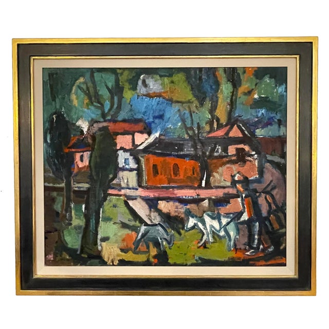 Heinz Tetzner, In the Village, 1956, Oil on Canvas, Framed For Sale - Image 10 of 10