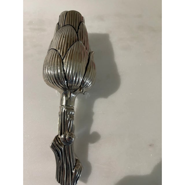 Late 20th Century Silverplate Salt and Pepper Shakers in the Form of Artichokes- A Pair For Sale - Image 9 of 12