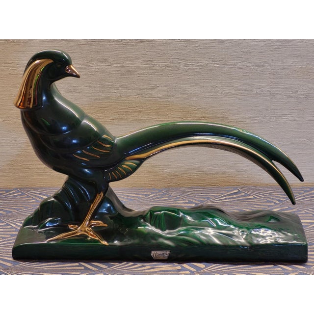 Magnificent and rare Art Deco animal sculpture of a Royal Pheasant, created by the renowned sculptor and ceramicist...