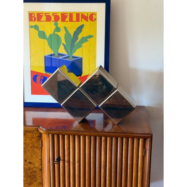 Postmodern large steel Tetris sculpture Italy 1980s H 34 cm x 52 × 15 cm Conditions: excellent consistent with use and age