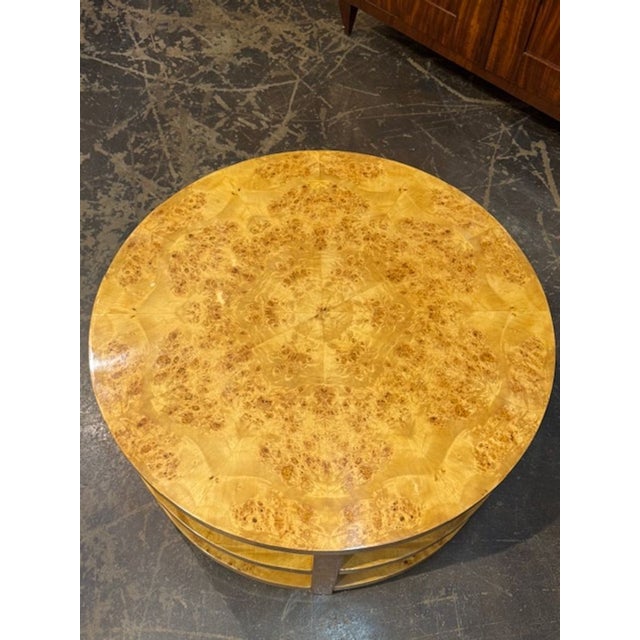 Custom 3 Tier Milo Baughman Manner Burlwood Coffee Table For Sale - Image 4 of 5