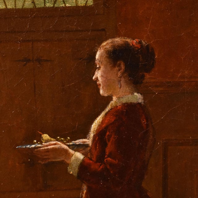 Frans Moormans, Gentleman and Lady in Interior Scene, 1800s, Oil on Canvas, Framed For Sale - Image 9 of 12