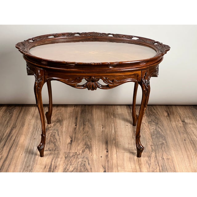 Vintage Louis XVI Style Butlers Table With Removable Glass Tray For Sale - Image 4 of 11