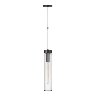Kelly Wearstler for Visual Comfort Signature Liaison Long Pendant in Bronze with Clear Glass For Sale