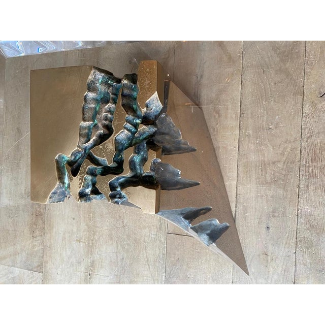 Gold Large Coffee Table in Brass and Acrylic Glass, 1970s, Set of 2 For Sale - Image 8 of 18