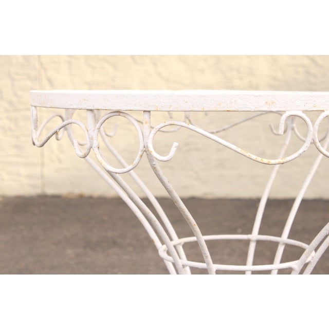 Vintage Wrought Iron Round Outdoor Garden Accent Table For Sale - Image 9 of 12
