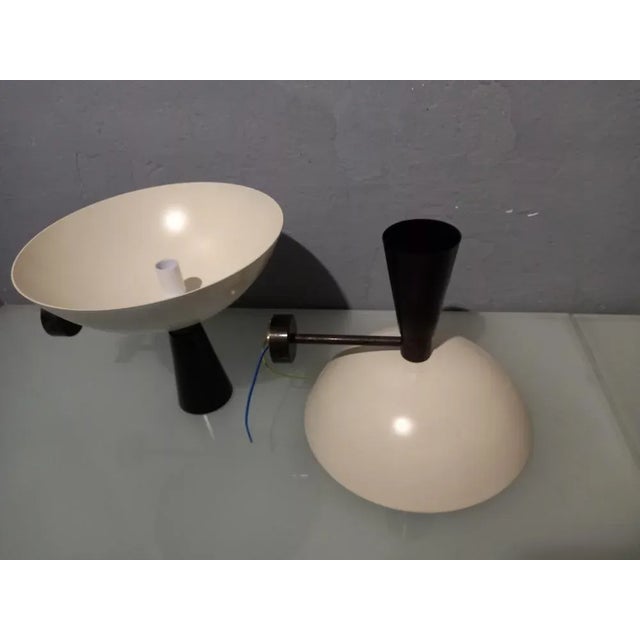 Metal Vintage Wall Light in Black and White with Burnished Brass, 2000s For Sale - Image 7 of 12