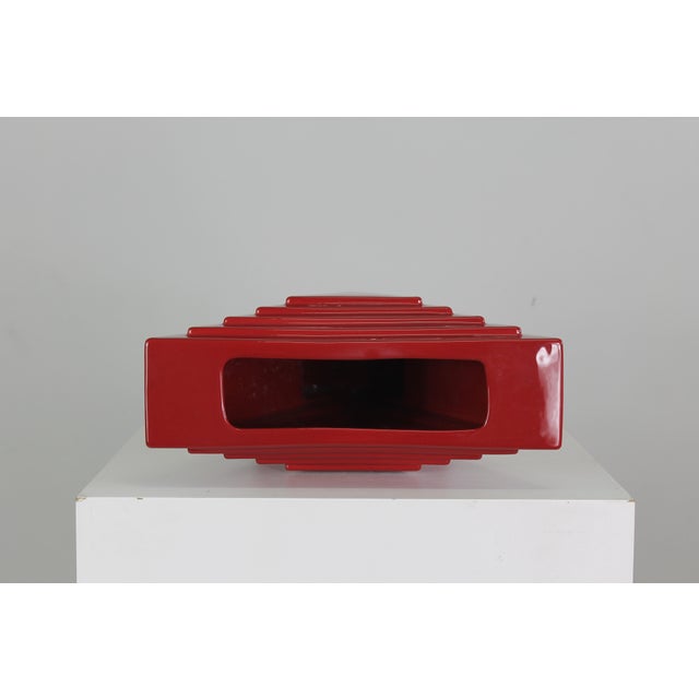 Poltronova Y29 Vase in Red Enameled Ceramic by Ettore Sottsass for Poltronova, 1970 For Sale - Image 4 of 6