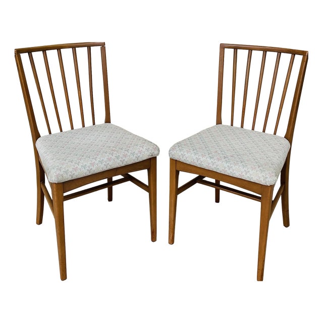 Vintage Scandinavian Chairs in Wood and Fabric, 1960s, Set of 2 For Sale