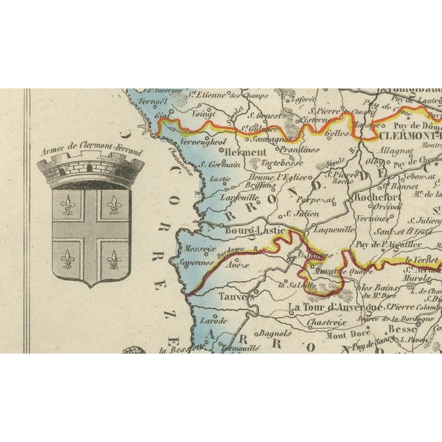 Paper Antique Map of Puy-De-Dôme by Vuillemin, 1850 For Sale - Image 7 of 12