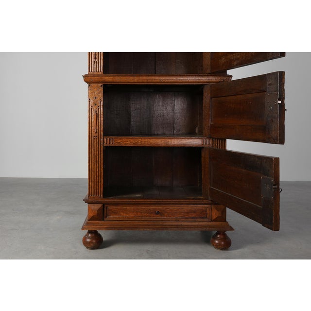 17th Century Renaissance Belgian Oak Cabinet with Concealed Lock For Sale - Image 10 of 18