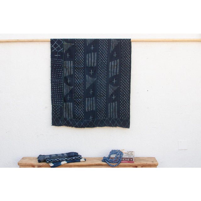 Deep Blue Indigo Mud Cloth Throw For Sale In Los Angeles - Image 6 of 6