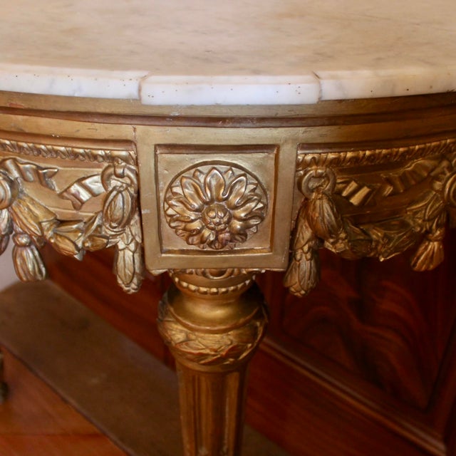 Early 19th Century Italian Neoclassical Demilune Gilt Wood Console Table For Sale - Image 5 of 13