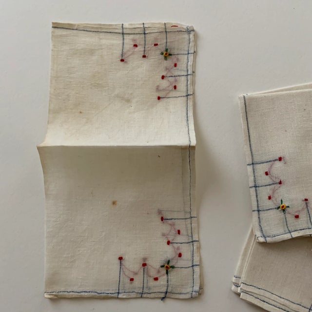 Shabby Chic Vintage Chinese Hand Embroidered Tulle Napkins - Set of 12 For Sale - Image 3 of 5