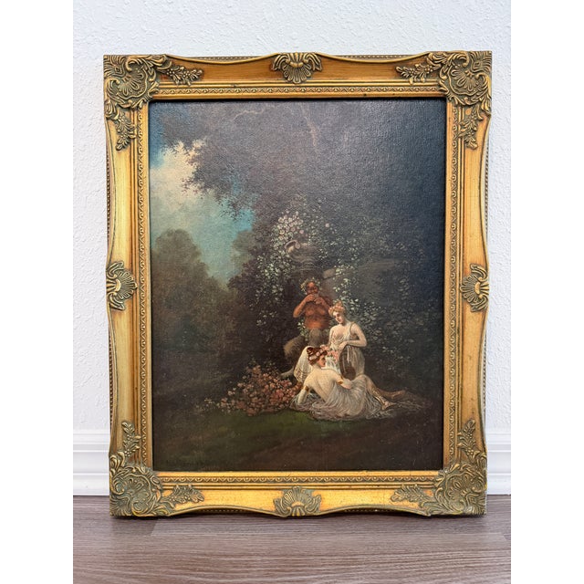 Paint Miklós Santhó (Hungarian, 1869–1932) Antique Oil on Board Painting Faun Maidens For Sale - Image 7 of 13