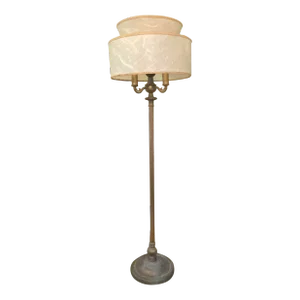 Vintage Floor Lamp With 2-Tiered Fiberglass Shade