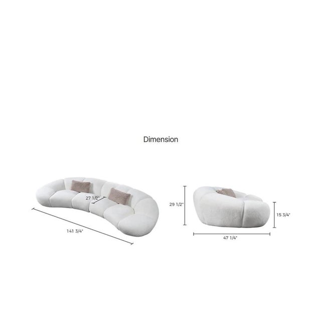 White Mi-24209 Big Cloud 141" Oversized Curved Boucle Sectional Sofa - Soft Fur White For Sale - Image 8 of 8