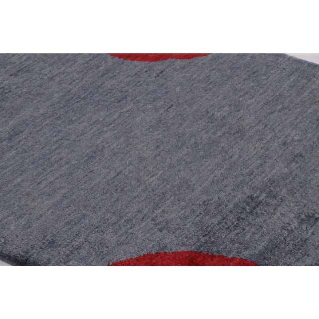 2010s Rug & Kilim’s French Art Deco Style Runner in Gray With Red Geometric Patterns For Sale - Image 5 of 8