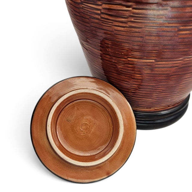 Mid-Century Modern Vintage Bitossi Italian Mid-Century Textured Ceramic Ginger Jar For Sale - Image 3 of 12