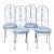 Vintage French Blue Wrought Iron Tall Back Garden Patio Chairs - Set of 4 For Sale