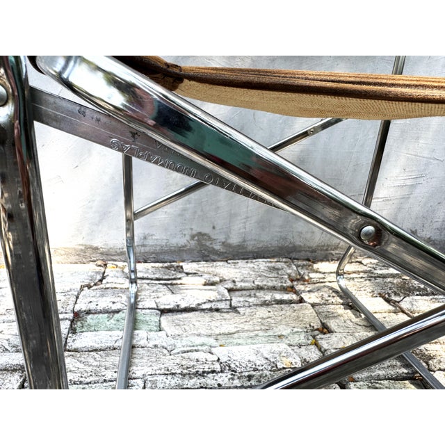 Industrial April Folding Chair in Chrome and Fabric by Giancarlo Piretti for Anonima Castelli, Italy, 1970s For Sale - Image 3 of 11