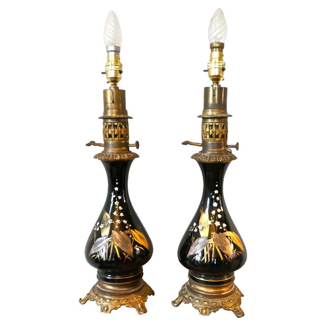 Victorian Ceramic Table Lamps, 1860, Set of 2 For Sale
