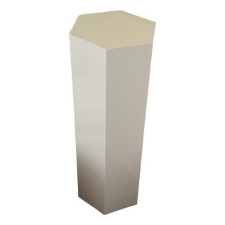 Cream Lacquered Hexagonal Pedestal, Late 20th Century For Sale
