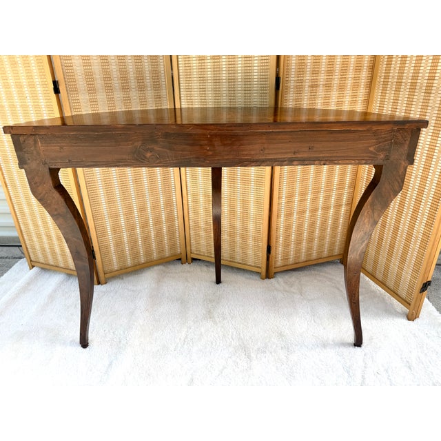 Francesco Molon Louis XVI Style Walnut Demilune Console Table- Made in Italy For Sale - Image 13 of 18