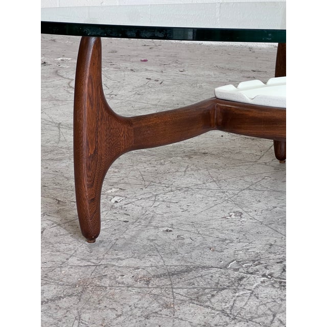 Mid-Century Modern Mid Century Modern Sculpted Walnut and Glass Coffee Table Attributed to Adrian Pearsall For Sale - Image 3 of 6
