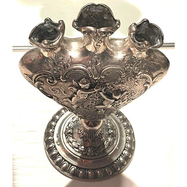 Traditional 800 Silver Baroque Heart Tulipiere Bud Vase For Sale - Image 3 of 12