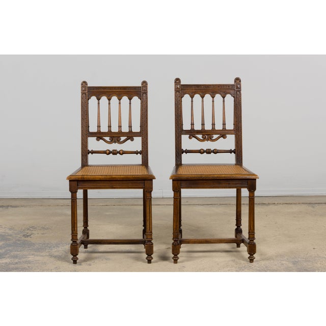 19th Century French Louis XIII Style Walnut and Cane Dining Chairs - Set of 8 For Sale - Image 11 of 18