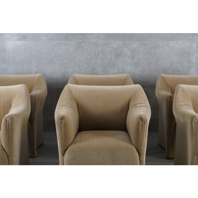 Le Tentazioni Armchairs in Beige Velvet by Mario Bellini for Cassina, 1970s, Set of 6 For Sale - Image 6 of 18