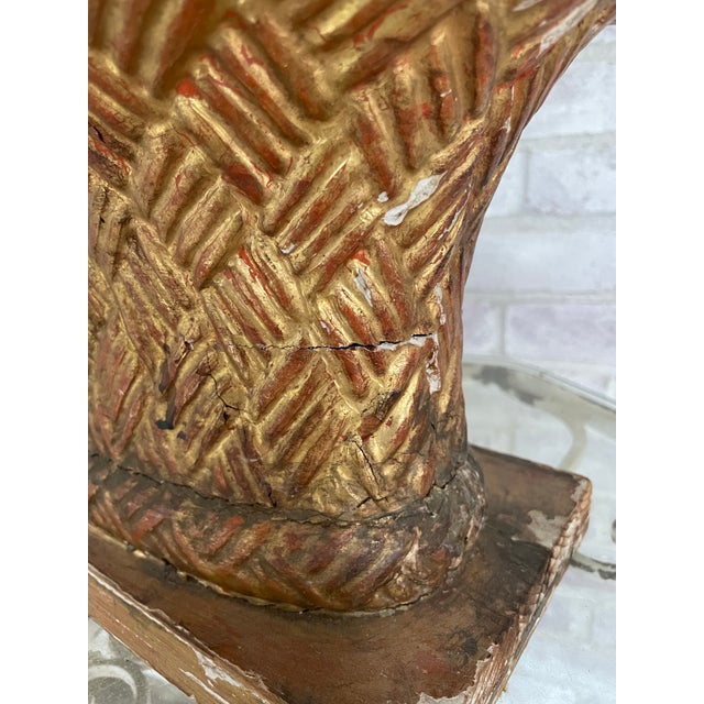 Wood 19th Century Carved and Gilded Wooden Basket Planter For Sale - Image 7 of 9
