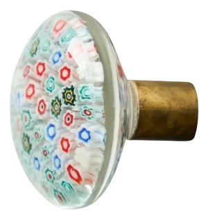 Millefiori Doorknob in Murano Glass and Patinated Brass, Italy, 1960s