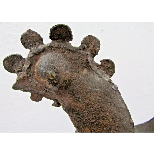 1940's French Folk Art Welded Sheet Iron 21" Tall Chicken Sculpture For Sale - Image 12 of 12