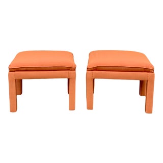 Mid-Century Parsons Style Pillow Top Ottoman - a Pair For Sale