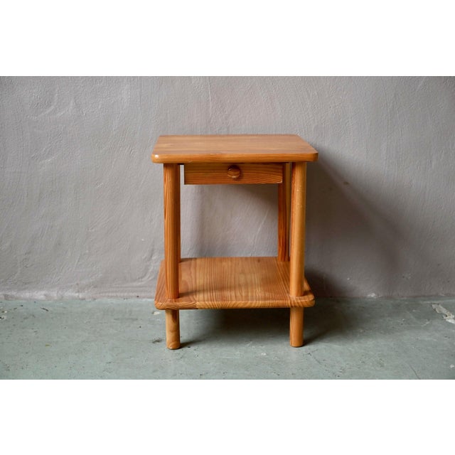 1970s Vintage Scandinavian Bedside Table in Pine, 1970s For Sale - Image 5 of 12