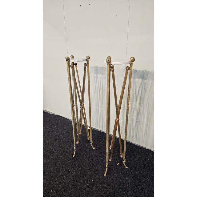 1970s Empire Style Brass and Marble Pedestals, 1970s, Set of 2 For Sale - Image 5 of 12