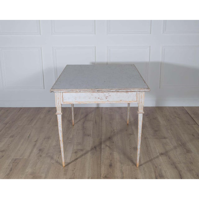 19th Century Pair of Gustavian Style Painted Tables, Repainted in Light Gray For Sale - Image 10 of 14