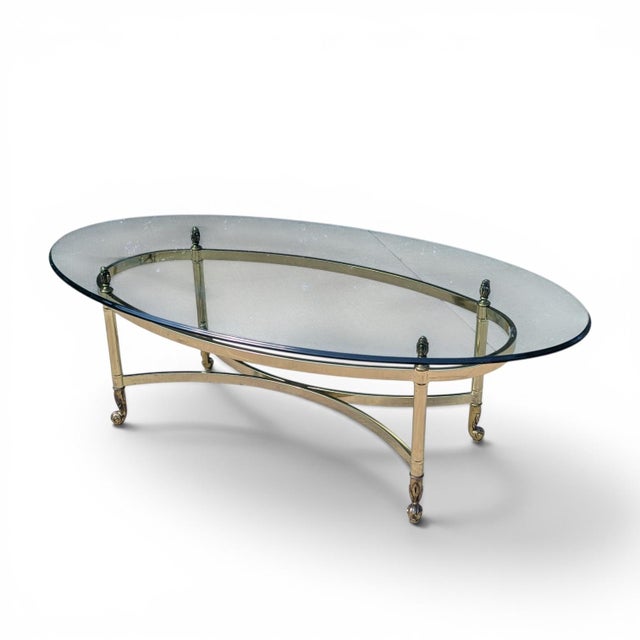 Mid 20th Century Vintage Labarge Regency Brass and Glass Cocktail Table For Sale - Image 5 of 18