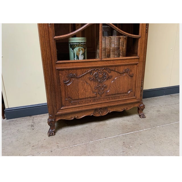Brown Antique Louis XV Display Cabinet/Bookcase, 1950 For Sale - Image 8 of 10