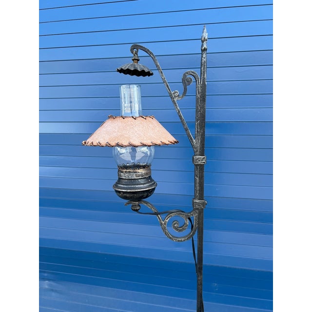 Spanish Revival 1930s Monterey Style Wrought Iron Floor Lamp For Sale - Image 3 of 5