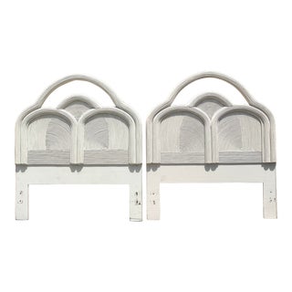 Vintage Coastal Painted Pencil Reed Twin Headboards - a Pair For Sale