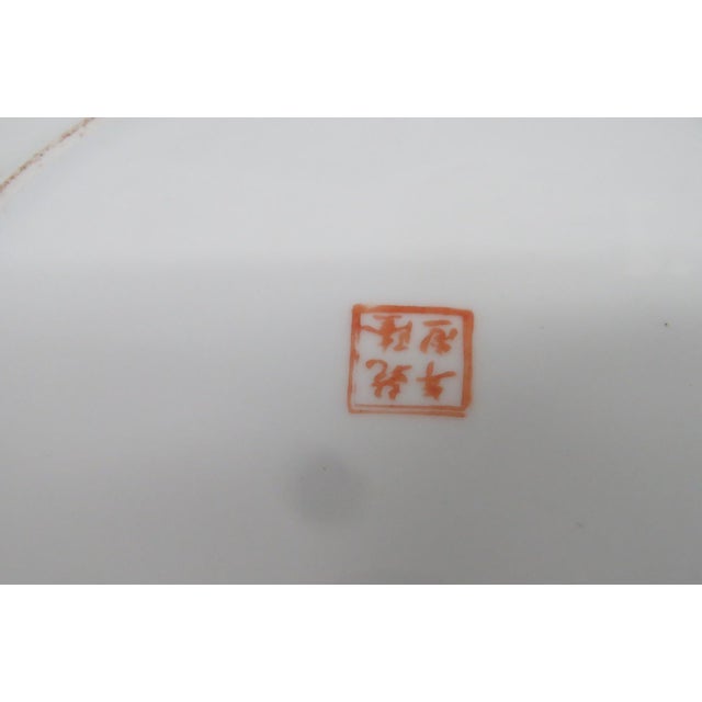 Famille Rose Macau Hand Painted Porcelain Plate Raised Exotic Bird Pattern 5058b For Sale - Image 12 of 14