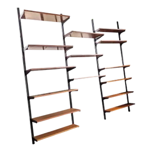 Danish Modern Modular Adjustable Wall Unit Shelving 1960s-- 22 Pcs Complete Wall