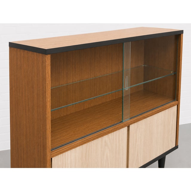 Mid Century Modern Display Cabinet | Walnut & Melamine Bookcase by Berry Furniture, Made in England, C. 1960’s For Sale - Image 13 of 15