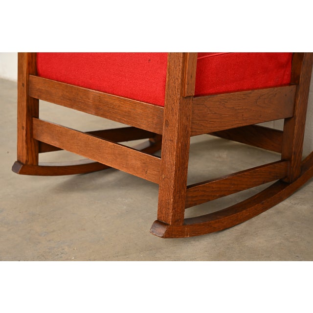 L. & J. G. Stickley Antique Mission Oak Arts & Crafts Rocking Chair, Circa 1910 For Sale - Image 9 of 13