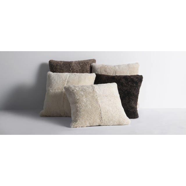 Contemporary Lancaster Signature Quadrant Pillow in Oatmeal Curly Shearling For Sale - Image 3 of 5